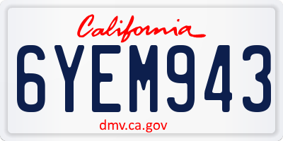 CA license plate 6YEM943