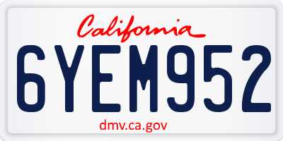 CA license plate 6YEM952