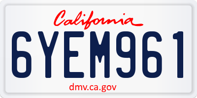 CA license plate 6YEM961