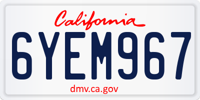 CA license plate 6YEM967