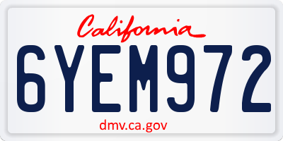 CA license plate 6YEM972