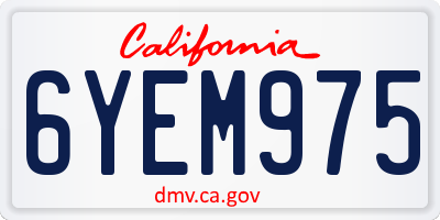 CA license plate 6YEM975
