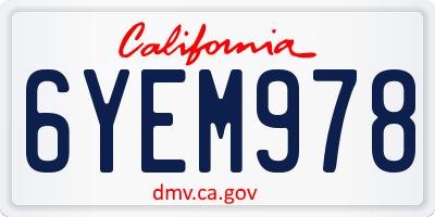 CA license plate 6YEM978