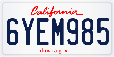CA license plate 6YEM985