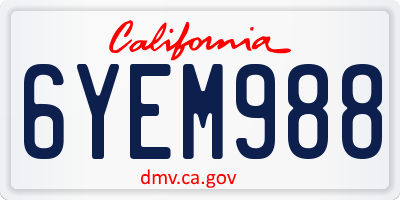 CA license plate 6YEM988