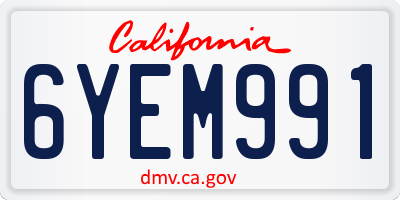 CA license plate 6YEM991