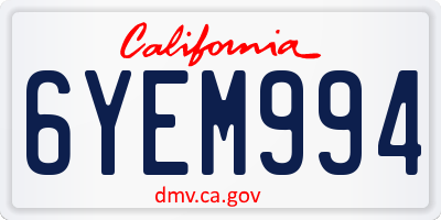 CA license plate 6YEM994