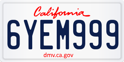 CA license plate 6YEM999
