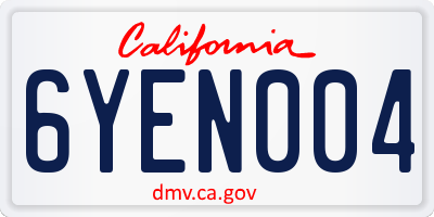 CA license plate 6YEN004
