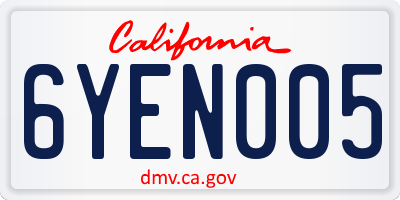 CA license plate 6YEN005
