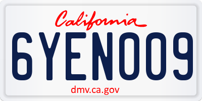 CA license plate 6YEN009