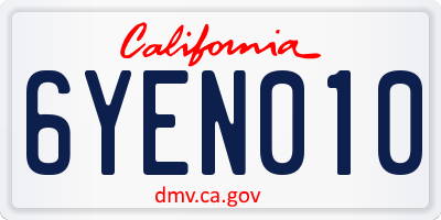CA license plate 6YEN010