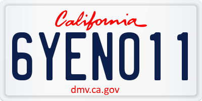 CA license plate 6YEN011