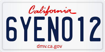 CA license plate 6YEN012