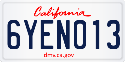 CA license plate 6YEN013