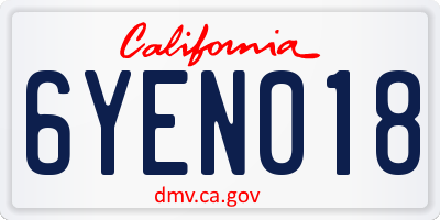 CA license plate 6YEN018