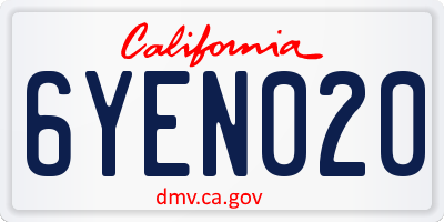 CA license plate 6YEN020