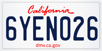 CA license plate 6YEN026
