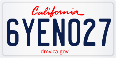 CA license plate 6YEN027