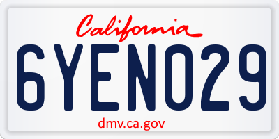CA license plate 6YEN029