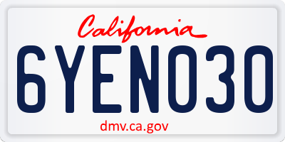 CA license plate 6YEN030