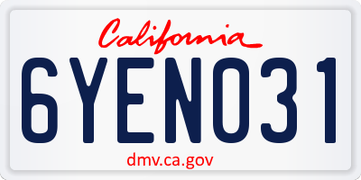 CA license plate 6YEN031