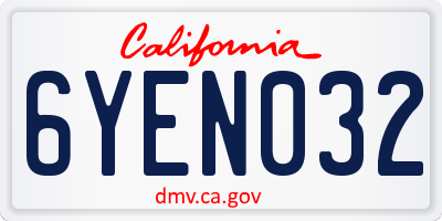 CA license plate 6YEN032