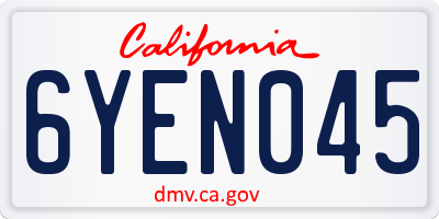 CA license plate 6YEN045