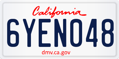 CA license plate 6YEN048