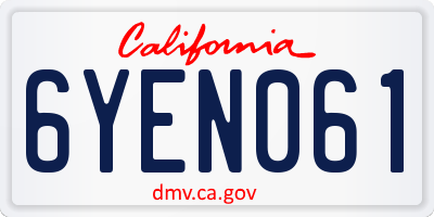 CA license plate 6YEN061
