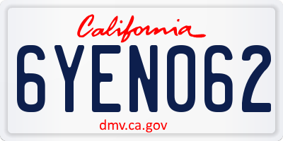 CA license plate 6YEN062