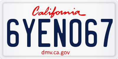 CA license plate 6YEN067