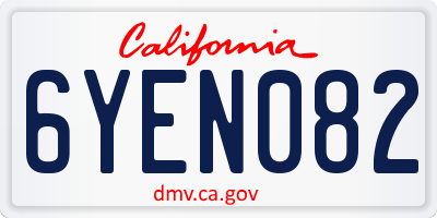 CA license plate 6YEN082