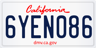 CA license plate 6YEN086