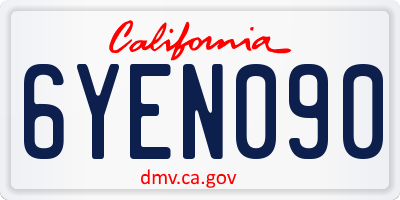 CA license plate 6YEN090