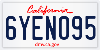 CA license plate 6YEN095