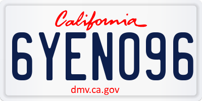 CA license plate 6YEN096