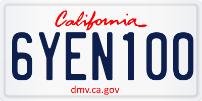 CA license plate 6YEN100