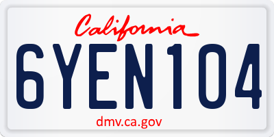 CA license plate 6YEN104