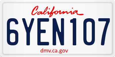 CA license plate 6YEN107