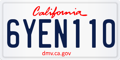CA license plate 6YEN110