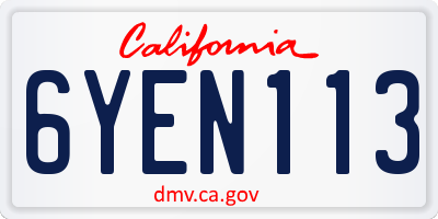CA license plate 6YEN113