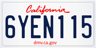 CA license plate 6YEN115