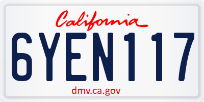 CA license plate 6YEN117