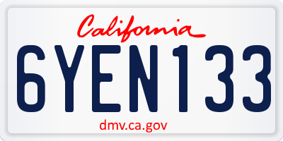 CA license plate 6YEN133