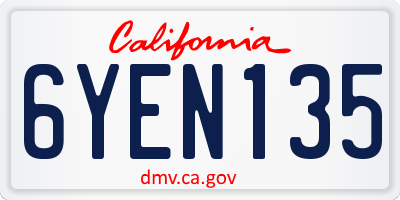 CA license plate 6YEN135