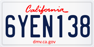 CA license plate 6YEN138