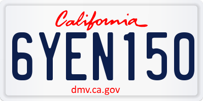 CA license plate 6YEN150