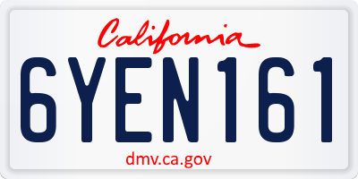CA license plate 6YEN161