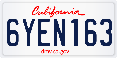 CA license plate 6YEN163